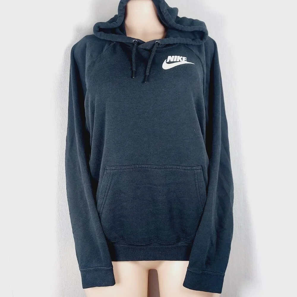 Nike Women's Black Sportswear Rally Funnel Neck Fleece Pullover Hoodie Size L